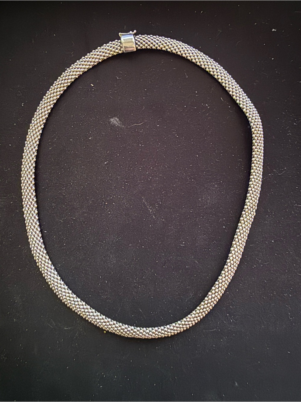 .925 Sterling Silver Mesh Necklace - Elegant Silver Rope Chain 17.5”
